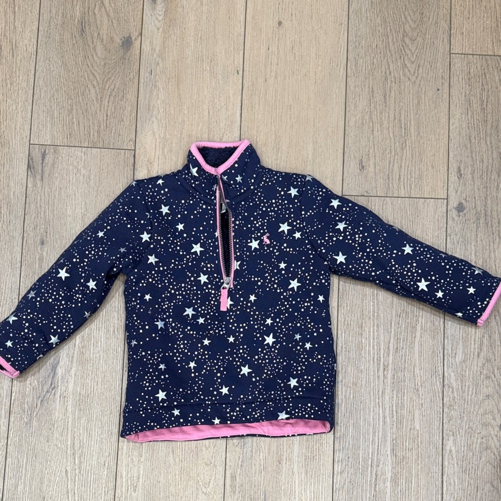 Joules Navy Starry Sweater with Pink Trim